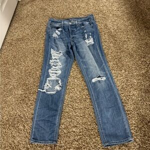 Distressed Blue Denim Jeans